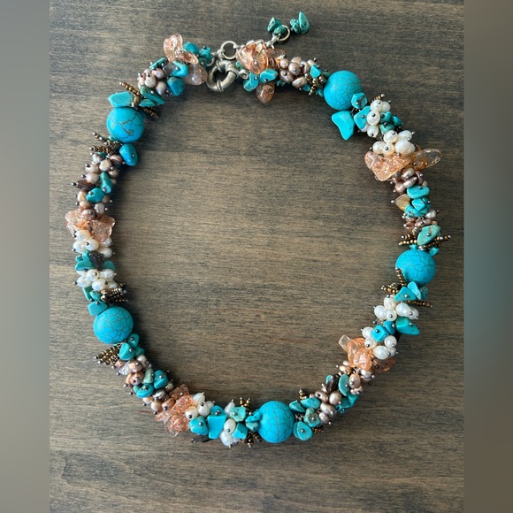 Ross-Simons Accessories - Turquoise necklace with pearls and natural gemstone. Sterling Silver Lock. 💎💎